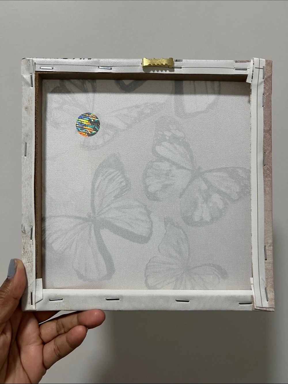 Butterfly Wall Art Set - Beige, Silver and White Canvas Prints